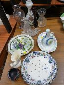 Mixed collection of decorative crockery and glassware including a Doulton Burslem 'Nankin' drainer