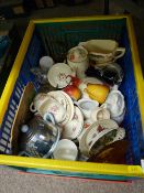 Crate of decorative china and teaware etc