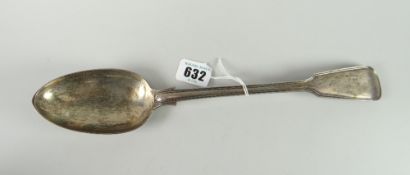 A Victorian silver serving spoon, London 1863, 5.4oz Condition reports provided on request by