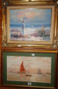 G S WALTERS watercolour - entitled 'Dordrecht' together with a painting signed SISLEY Condition