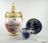 A Lock & Co porcelain lidded vase painted with landscape scene, entitled to base 'Loch Lomond at