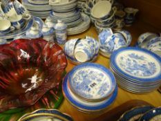 Approximately thirty-three pieces of Copeland blue & white Chinoisery-transfer antique teaware