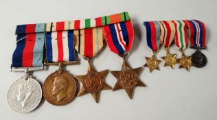 A bar of four WWII medals with ribbons to Reg J Pollard, includes Italy Star, 1939-1945 Star and