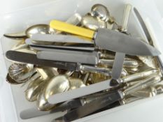 A large quantity of mixed silver / part-silver flatware / cutlery, solid silver items weighing
