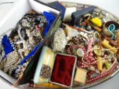 An EPNS galleried tray containing a large quantity of jewellery, beads and collectables Condition
