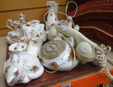 Parcel of Royal Albert 'Old Country Roses' china including vases, telephone ETC Condition reports