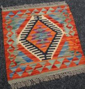Vegetable-dye wool Chobi Kilim runer, 50 x 50cms Condition reports provided on request by email