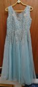 Vintage ladies turquoise evening dress with floral and scroll design Condition reports provided on