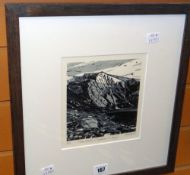 ANN LEWIS limited edition (4/16) linocut - entitled verso 'Cwm Idwal (Syncline in Grey)', signed and