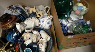 Two boxes of mixed china and glass including Carltonware coffee cans and coffee cups & saucers,