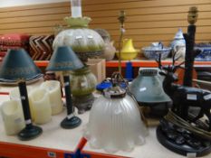 A parcel of various lighting, table lamps ETC Condition reports provided on request by email for
