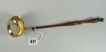 Silver toddy label with turned and wooden handle, Birmingham hallmark, makers mark B & Co