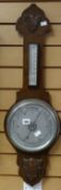 A vintage oak banjo barometer thermometer Condition reports provided on request by email for this