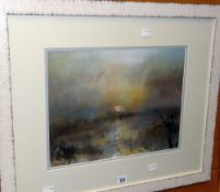 WILLIAM SELWYN watercolour - entitled verso on Tegfryn Gallery label 'Sunrise over the Marsh', dated