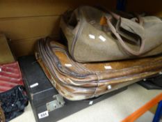 Small black suitcase, vintage leather holdalls ETC Condition reports provided on request by email