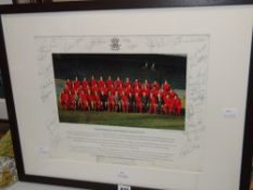A framed and signed photograph of the Welsh Rugby Union National Squad, 1979-1980 Condition