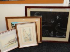 A C CASTRO colour print - 'The Games People Play', 43 x 55cms, together with coloured print of