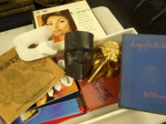A quantity of opera and classical vinyl records and three Venetian painted pantomime masks Condition