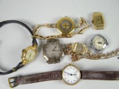 A parcel of ladies' vintage watches including an 18ct yellow gold encased vintage bracelet watch,