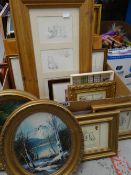 A box of various framed prints and pictures including Paddington Bear ETC Condition reports provided