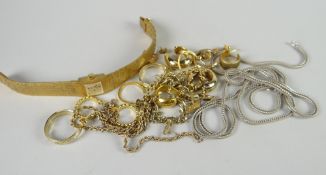 A parcel of yellow metal and gold modern jewellery including Swiss Empress bracelet wristwatch ETC
