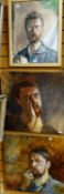 RICHARD O'CONNELL oil on board - self portraits dated 1977 (3) and 1988 (one framed) 48 x 38cms