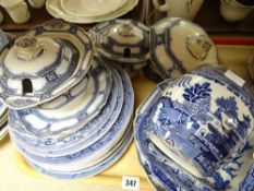 A tray of mainly Burleighware blue & white dinnerware Condition reports provided on request by email