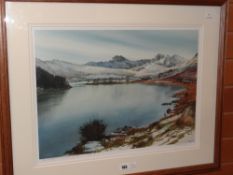ROB PIERCY limited edition (364/500) coloured print - Snowdonia, entitled 'Yr Wyddfa o Llynnau