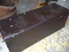 A vintage leatherette covered pine blanket box Condition reports provided on request by email for