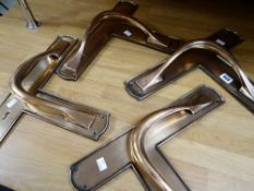 An excellent set of four decorative early twentieth century copperised Art Nouveau door handles,