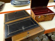 A small marquetry inlaid writing slope together with a jewellery box Condition reports provided on