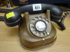 Vintage copper bodied possibly Belgian telephone, stamped RTT 56B to base Condition reports provided