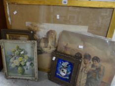 Parcel of paintings including two early twentieth century watercolours, one signed WOLFGANG,