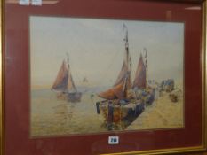 JOHN E AITKEN watercolour - fishing boats, signed John E Aitken, 33 x 48cms Condition reports