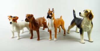 Group of four china dogs to include three Beswick (4) Condition reports provided on request by email