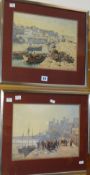 JOHN E AITKEN watercolours, a pair - Conwy Castle & fishing scene, 23 x 32cms Condition reports