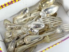 23 items of solid silver table cutlery with scallop and heraldic terminals, various hallmark