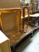 A modern rustic Long John coffee table with platform shelf and a modern reproduction towel airer