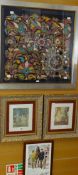 Large framed embroidered textile together with three other pictures Condition reports provided on
