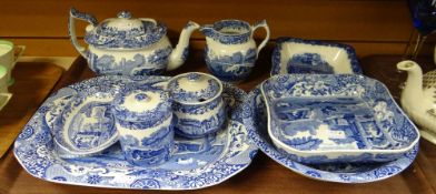 A small collection of Copeland Spode Italian blue and white and Abbey blue and white Condition