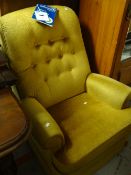 A mustard coloured fabric Parker Knoll armchair Condition reports provided on request by email for
