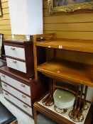 A parcel of furniture including mid-century G-Plan or style nest of tables, tile top table ETC