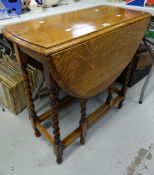A good vintage oak barley-twist gate-leg table Condition reports provided on request by email for
