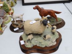 Two Country Artists sculptures of hunting dogs and a Border Fine Arts sculpture of a black headed