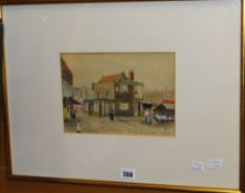 T A FRASER watercolour - village scene with figures, 17 x 24cms Condition reports provided on