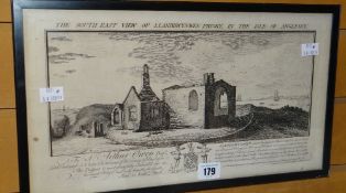 SAMUEL & NATHANIEL BUCK print - of 'The South East View of Llanddwyn Priory in the Isle of
