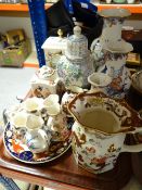 Collection of various patterned Masons Ironstone including clock, vases, jugs ETC Condition