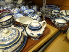 Approx. fifty-two pieces of Booths 'Real Old Willow' blue & white transfer dinnerware Condition