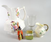 A Coalport floral porcelain jug with interesting base mark, 22cms high together with nineteenth