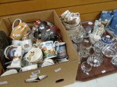 A large quantity of mixed ceramics including crested ware, glassware etc. Condition reports provided